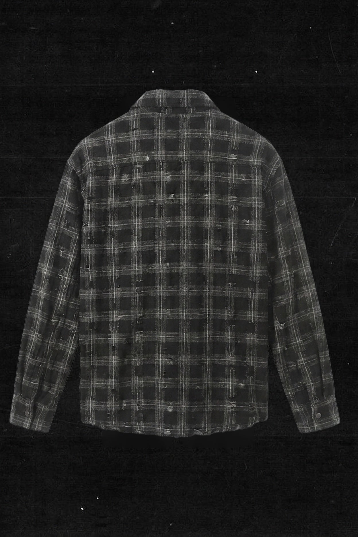BLACK CHECK DAMAGED SHIRT