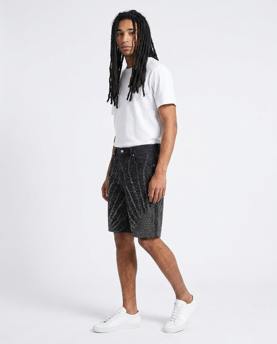 Black Rhinestone Shorts