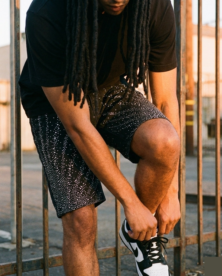 Black Rhinestone Shorts