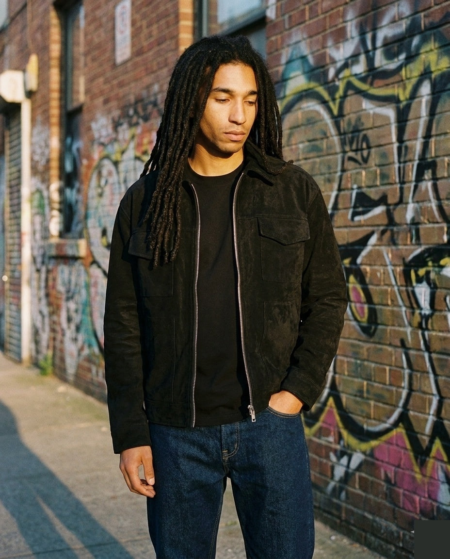 Black Suede Zip Jacket