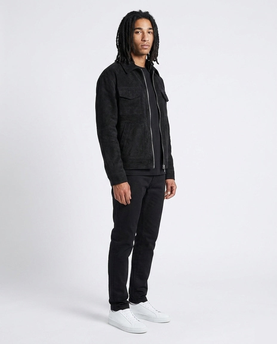 Black Suede Zip Jacket