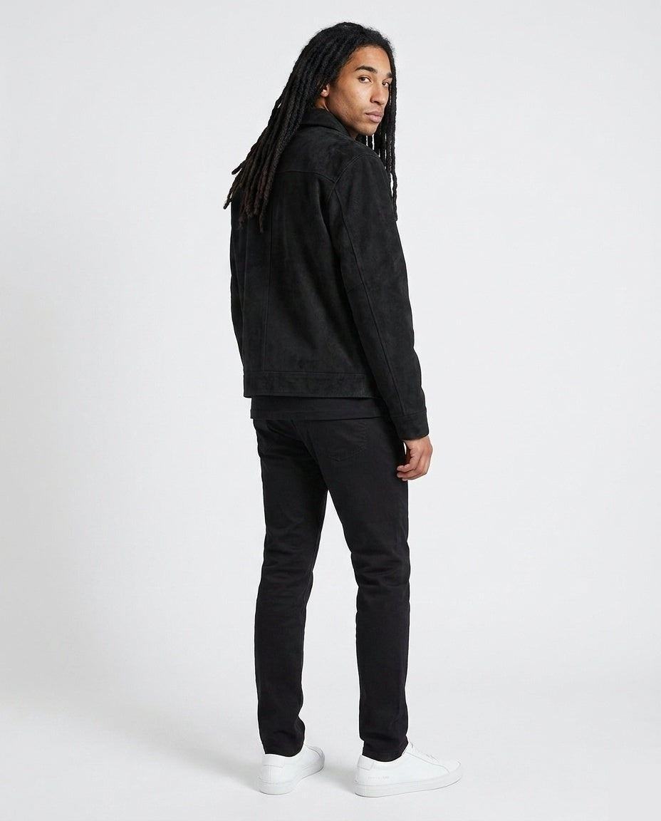 Black Suede Zip Jacket