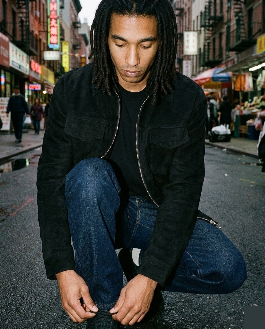 Black Suede Zip Jacket