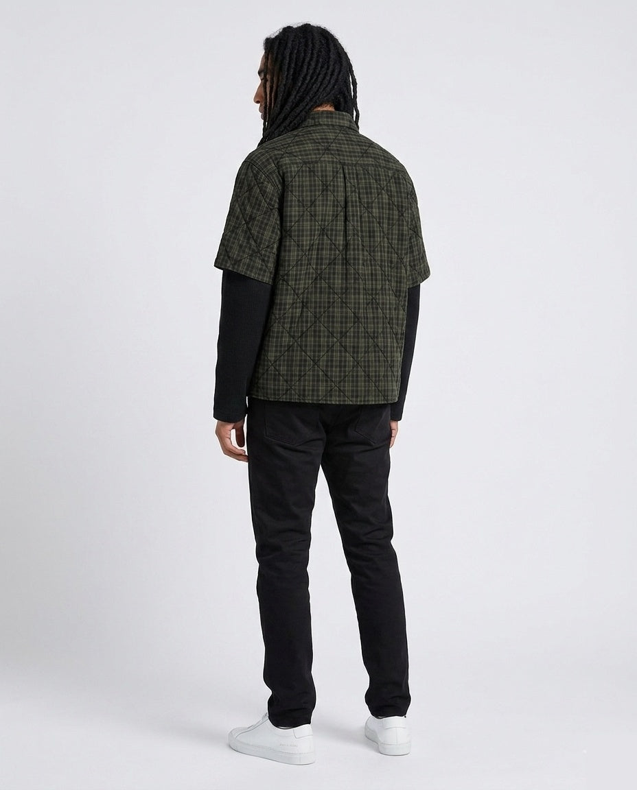 Dark Green Quilted Plaid Shirt