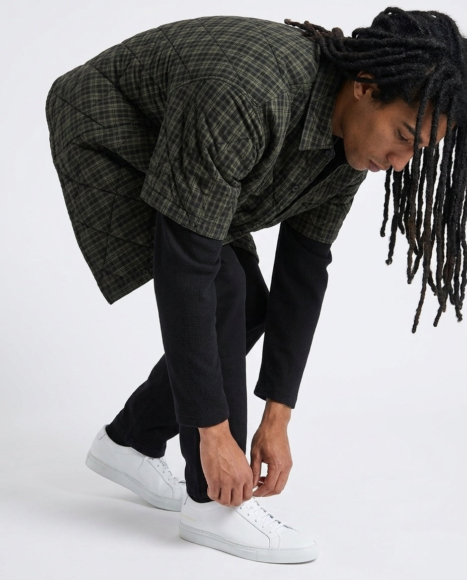 Dark Green Quilted Plaid Shirt