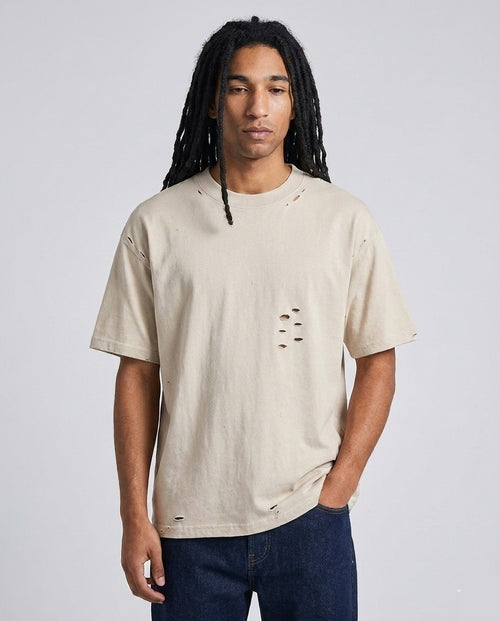 Beige Distressed Tee