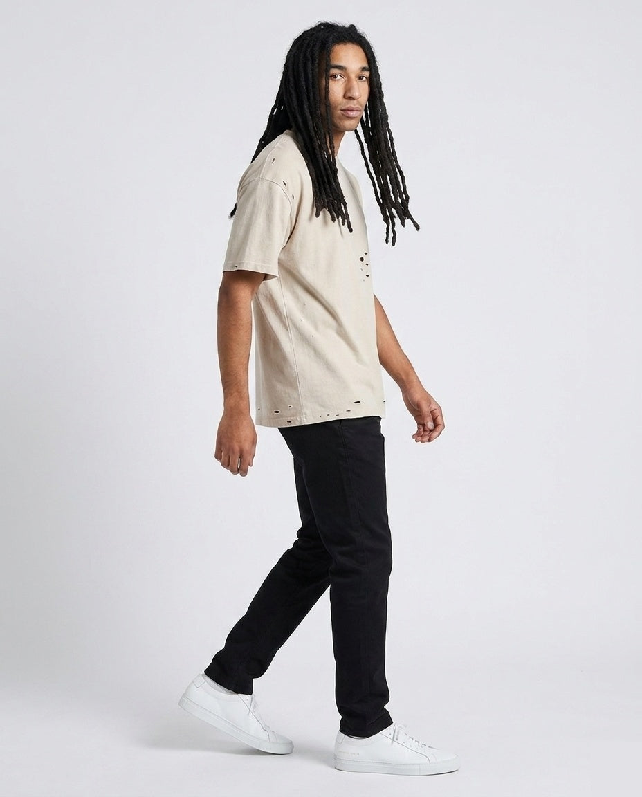 Beige Distressed Tee