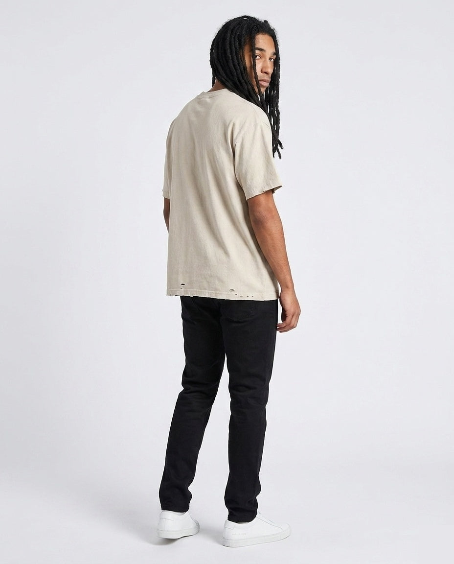 Beige Distressed Tee