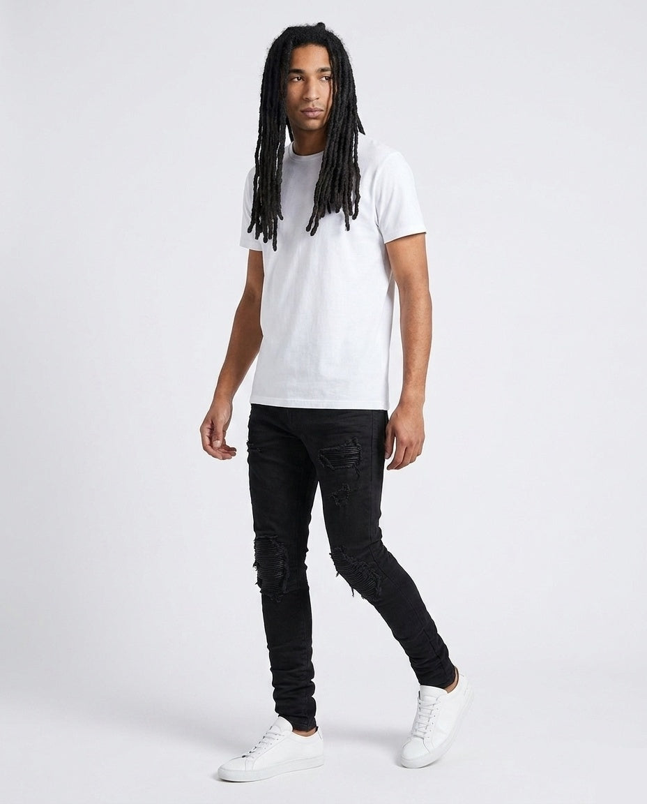 Black Biker Skinny Jeans
