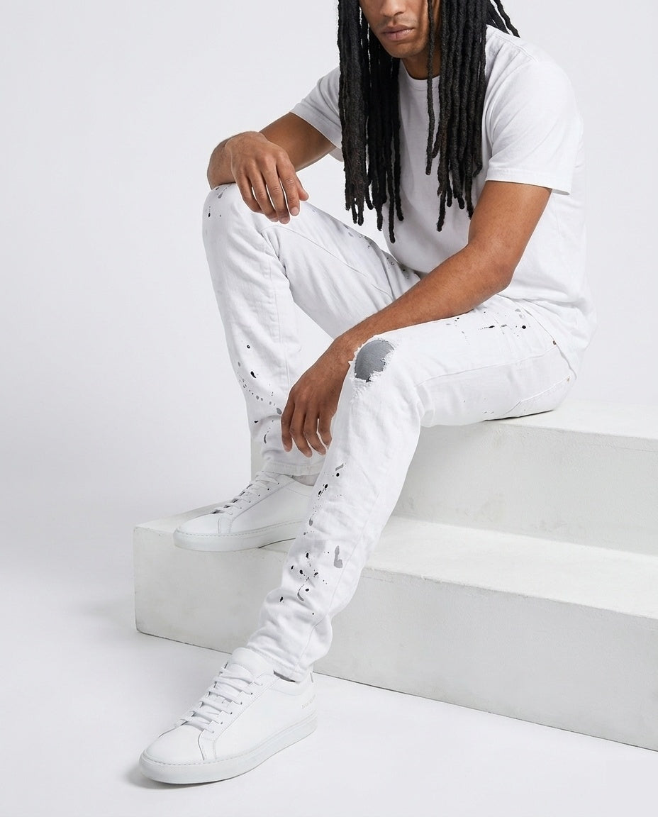 White Paint Splatter Jeans