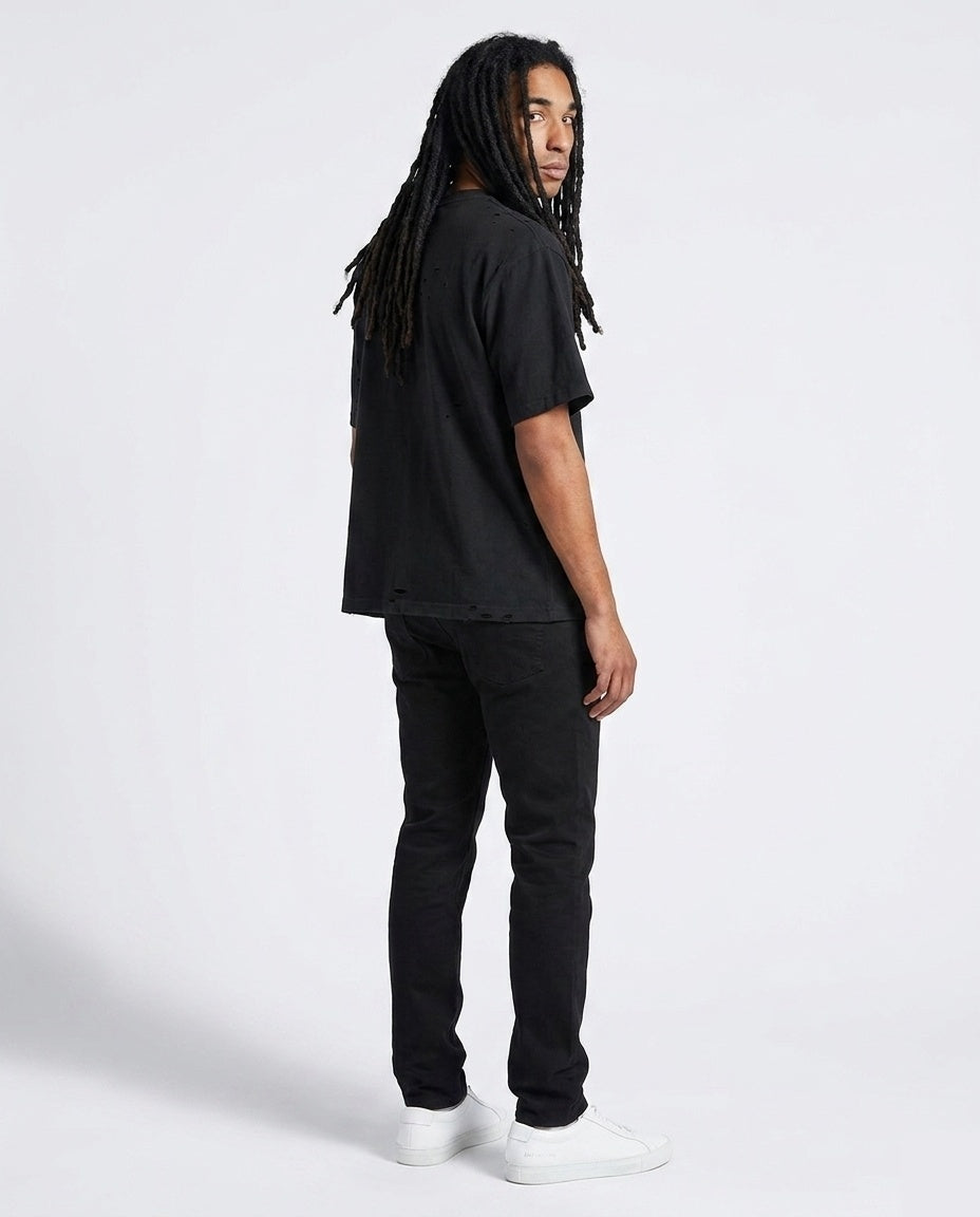 Black Raw Hem Tee