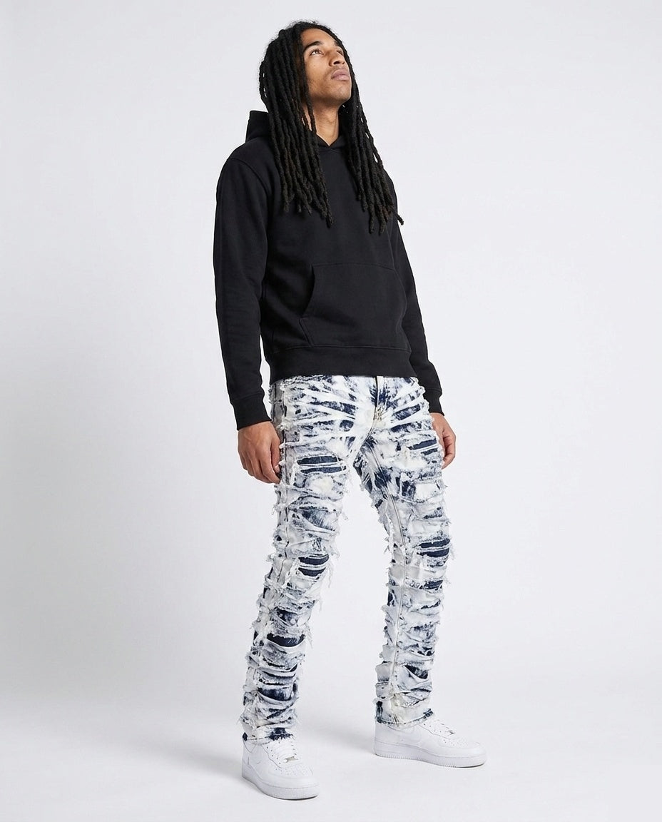 Acid Wash Stacked Jeans