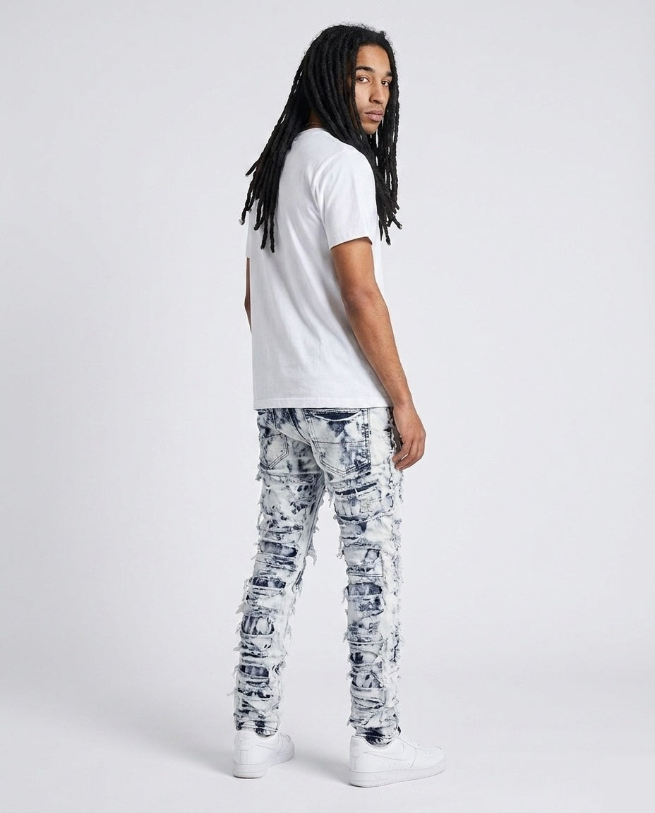 Acid Wash Stacked Jeans