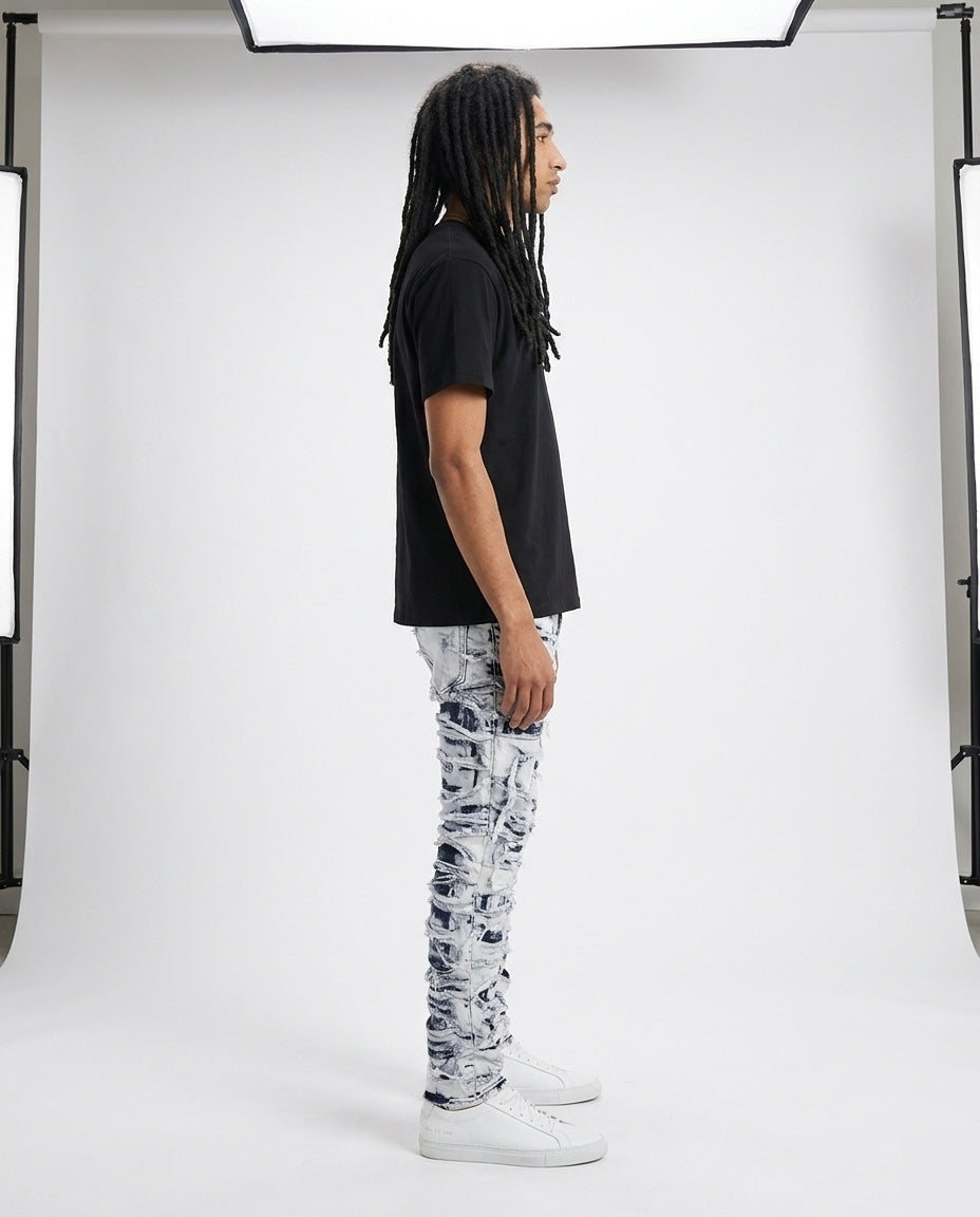 Acid Wash Stacked Jeans