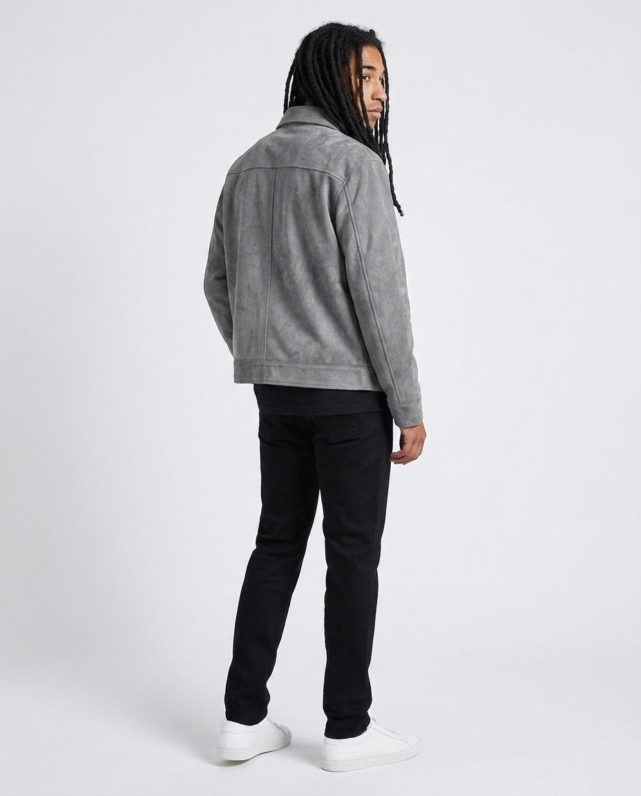 Grey Suede Zip Jacket