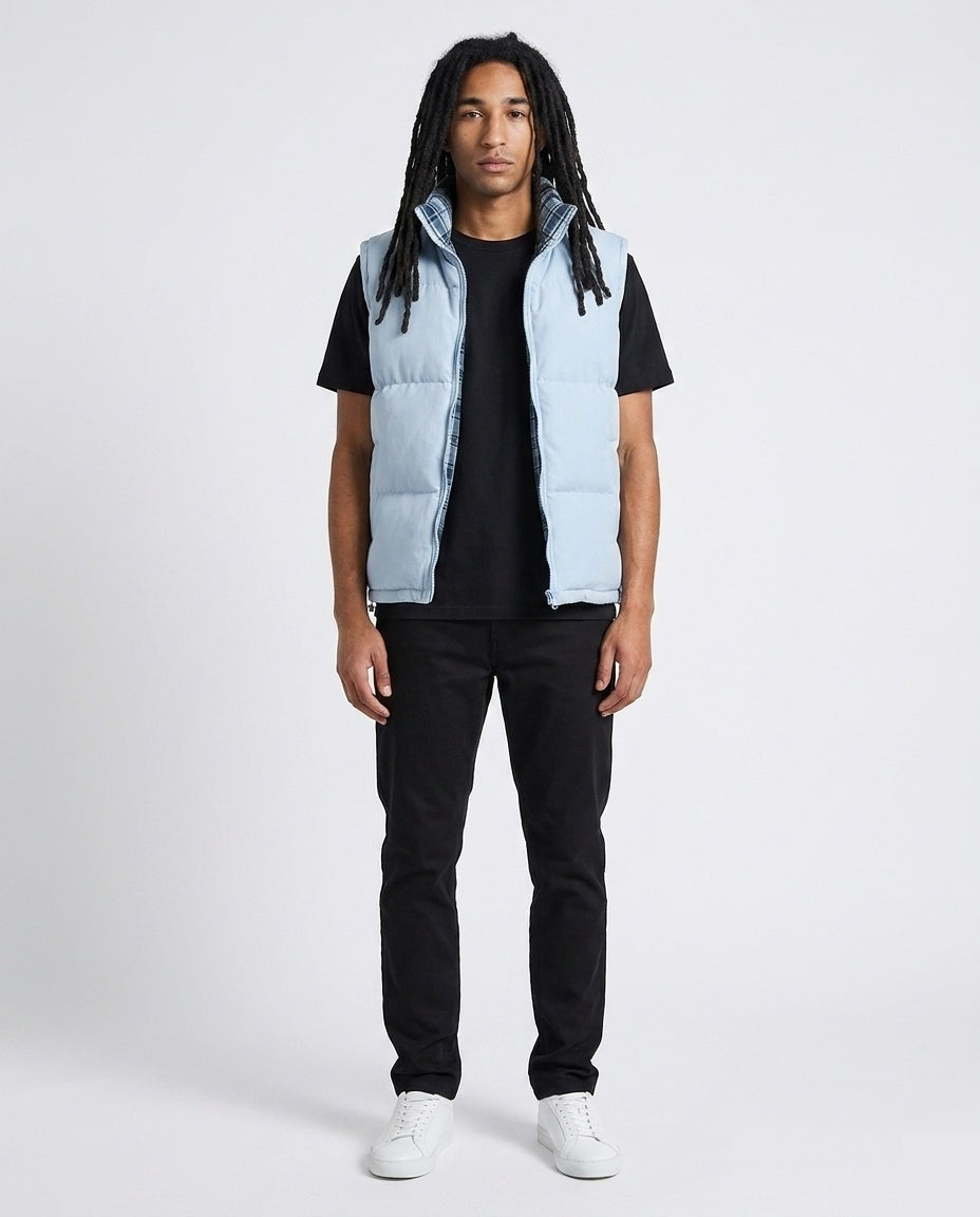 Light Blue Reversible Plaid Vest