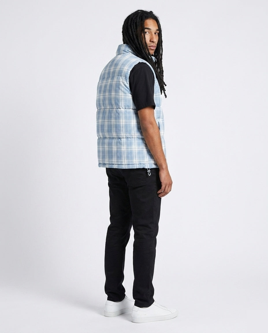 Light Blue Reversible Plaid Vest