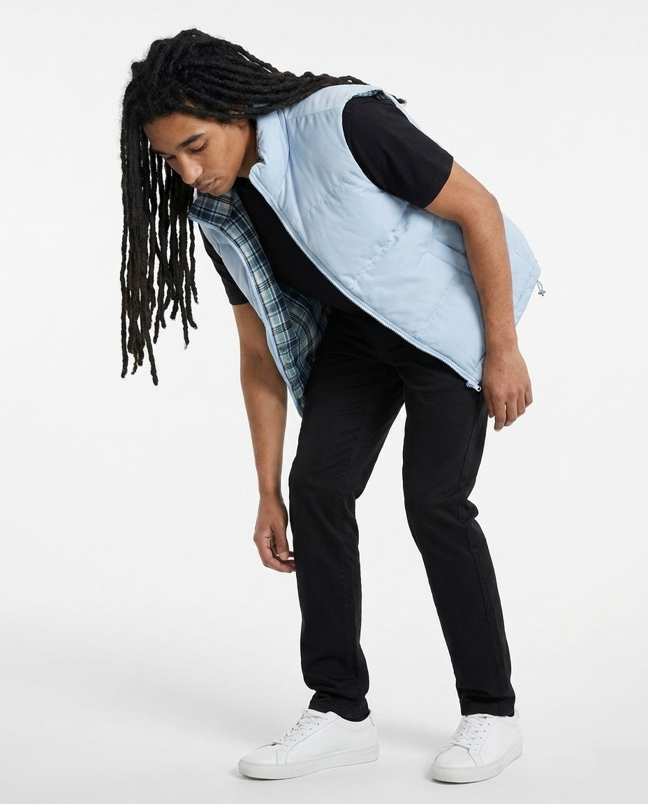 Light Blue Reversible Plaid Vest