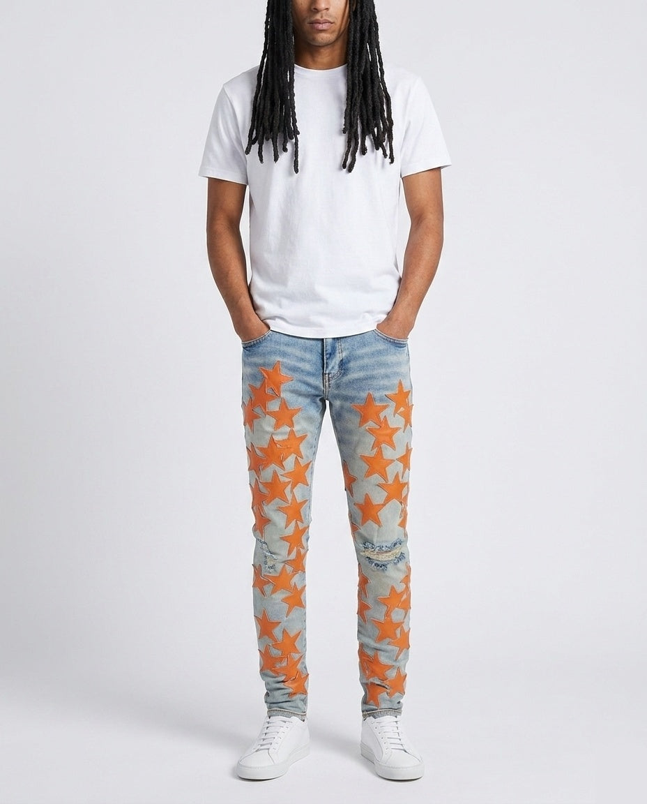 Light Blue Orange Star Jeans