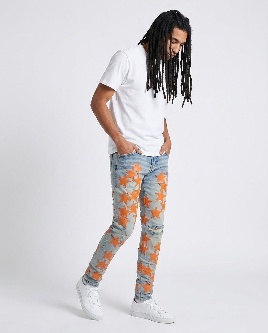Light Blue Orange Star Jeans