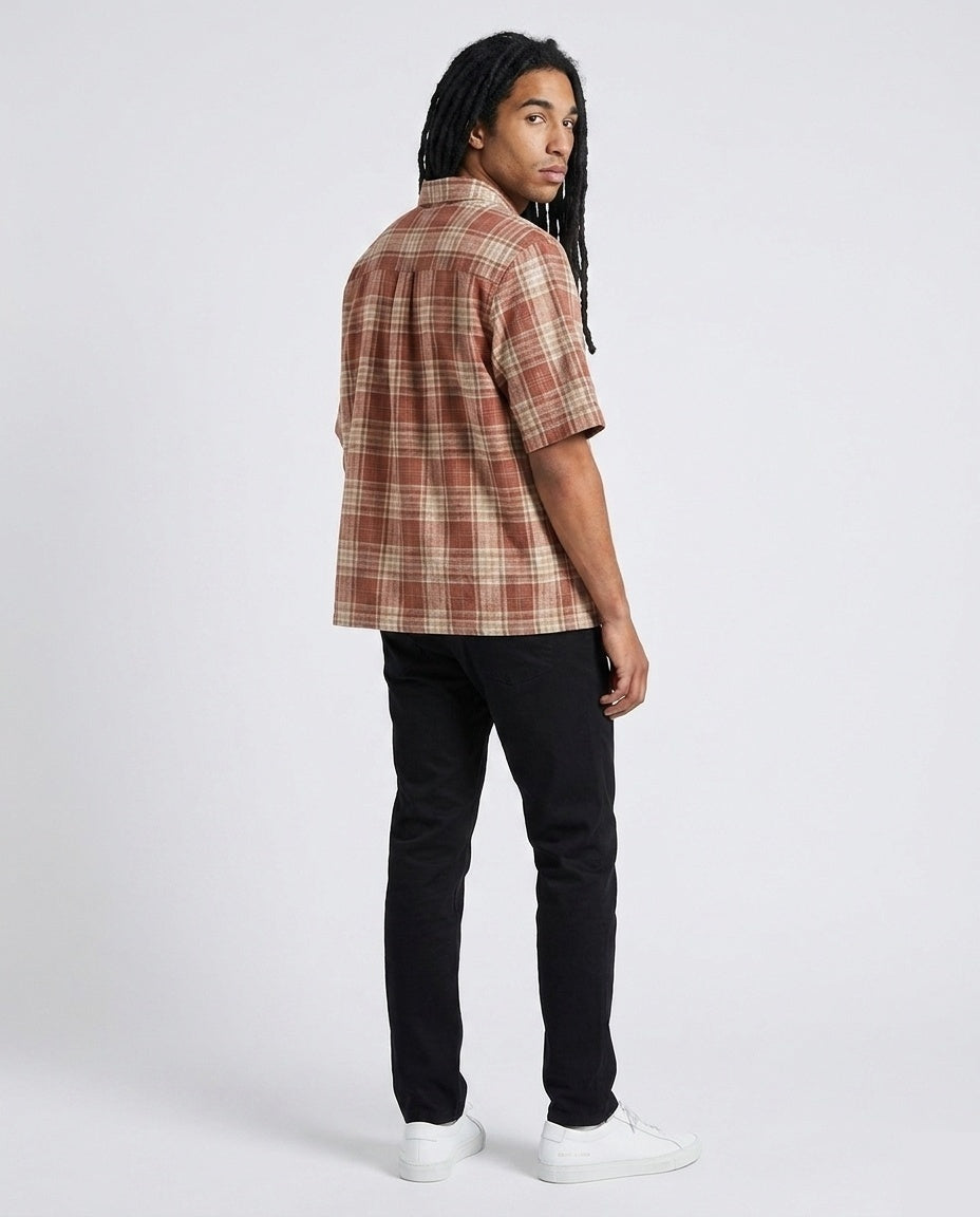 Rust Beige Plaid Shirt