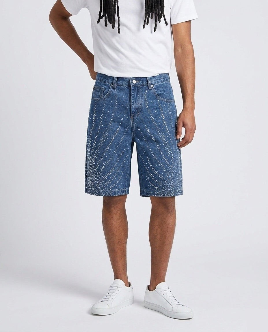 Blue Rhinestone Shorts