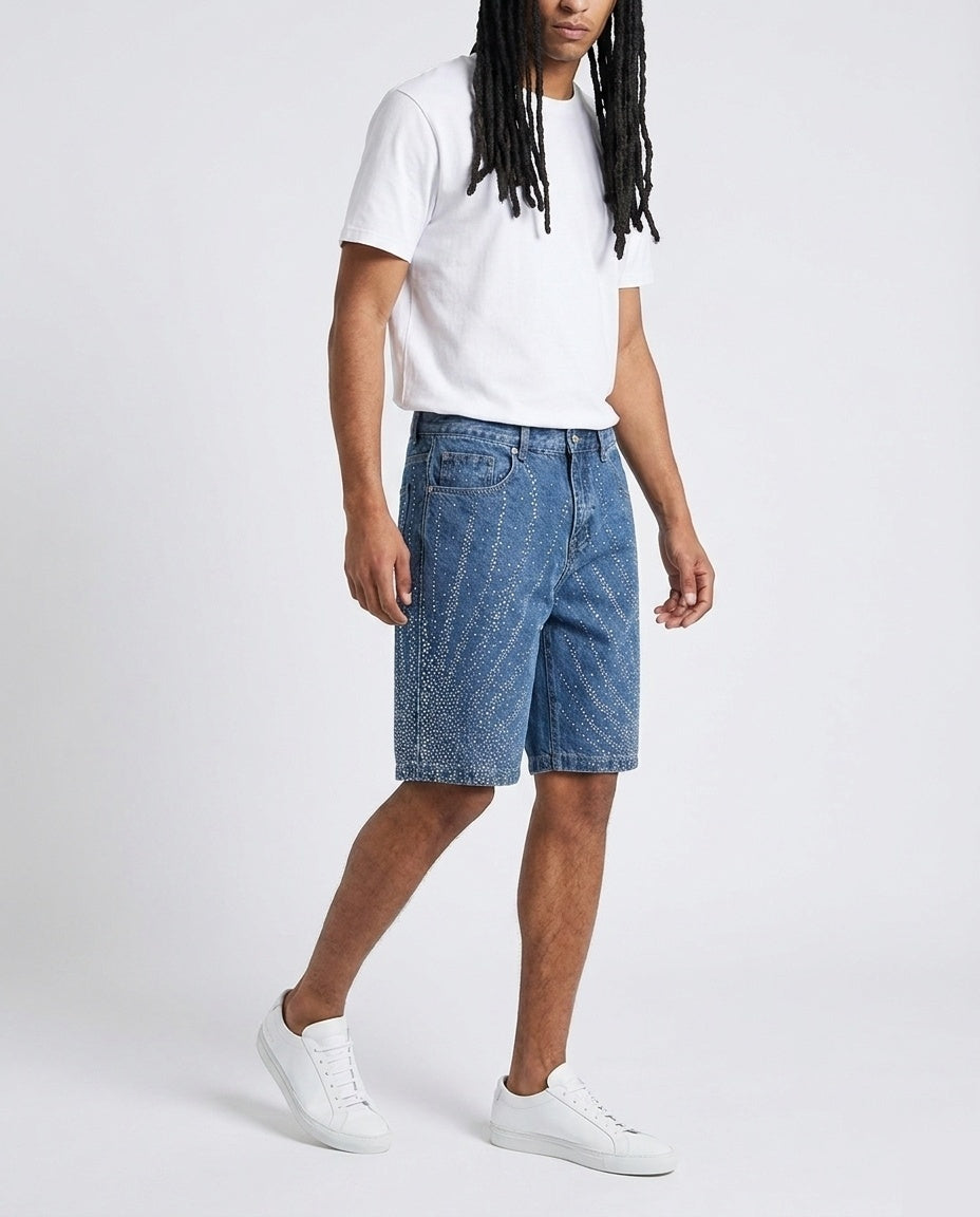 Blue Rhinestone Shorts