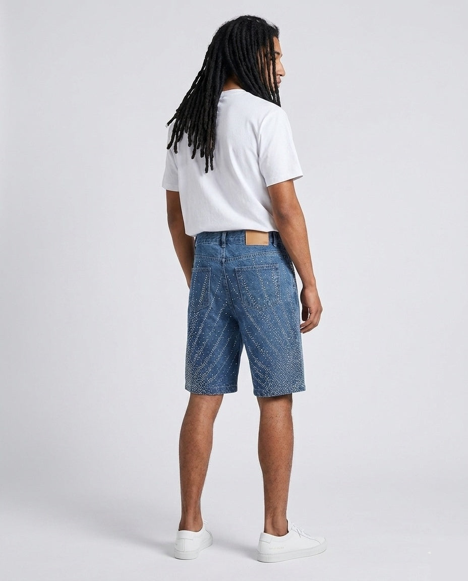 Blue Rhinestone Shorts