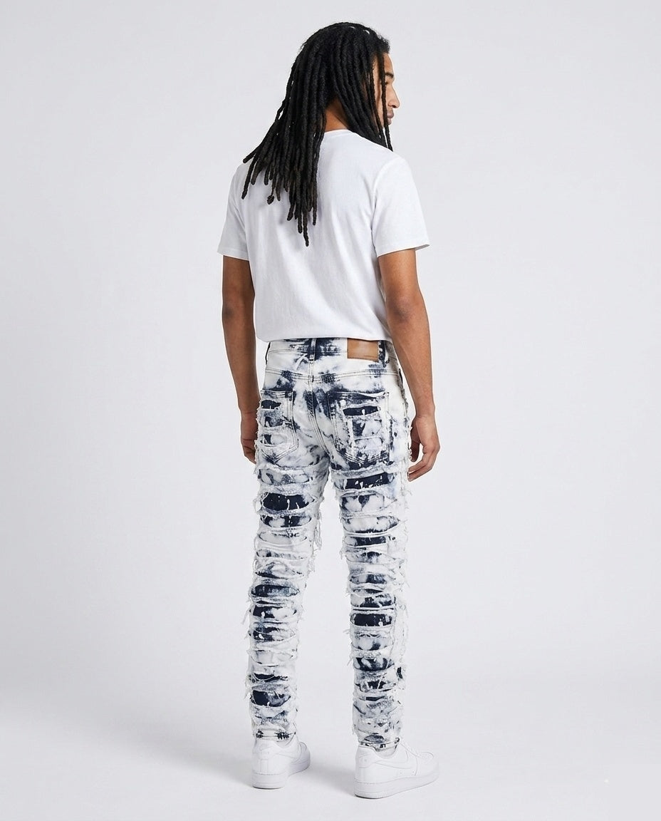 White Black Ripped Denim