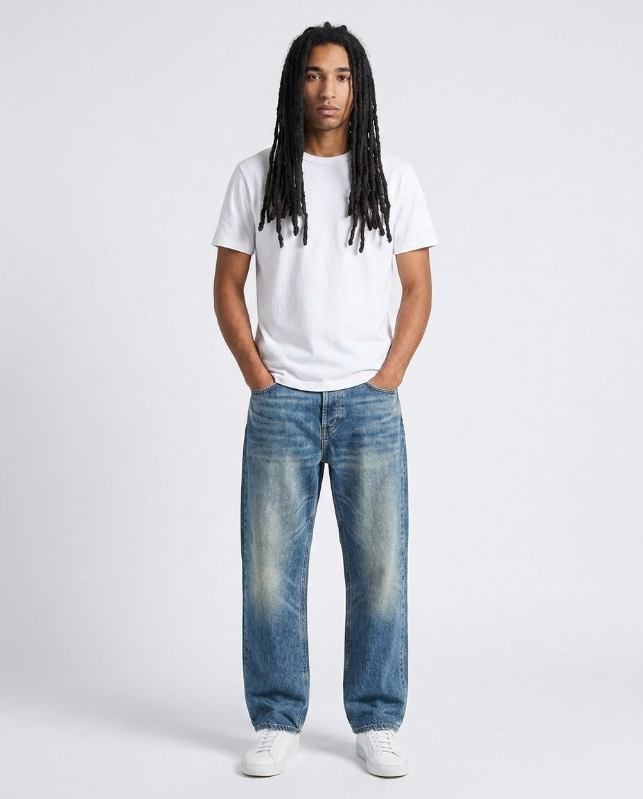 Blue Vintage Wash Loose Denim