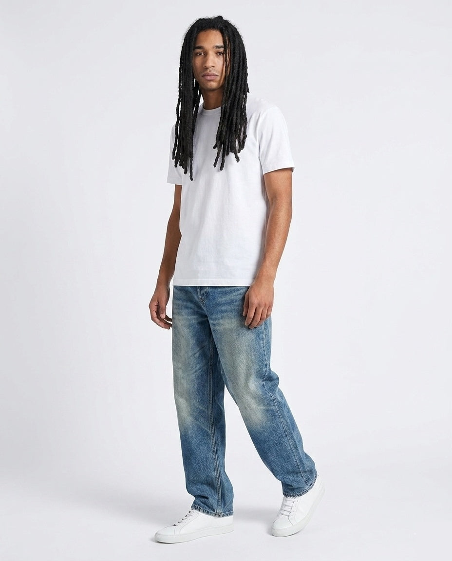 Blue Vintage Wash Loose Denim