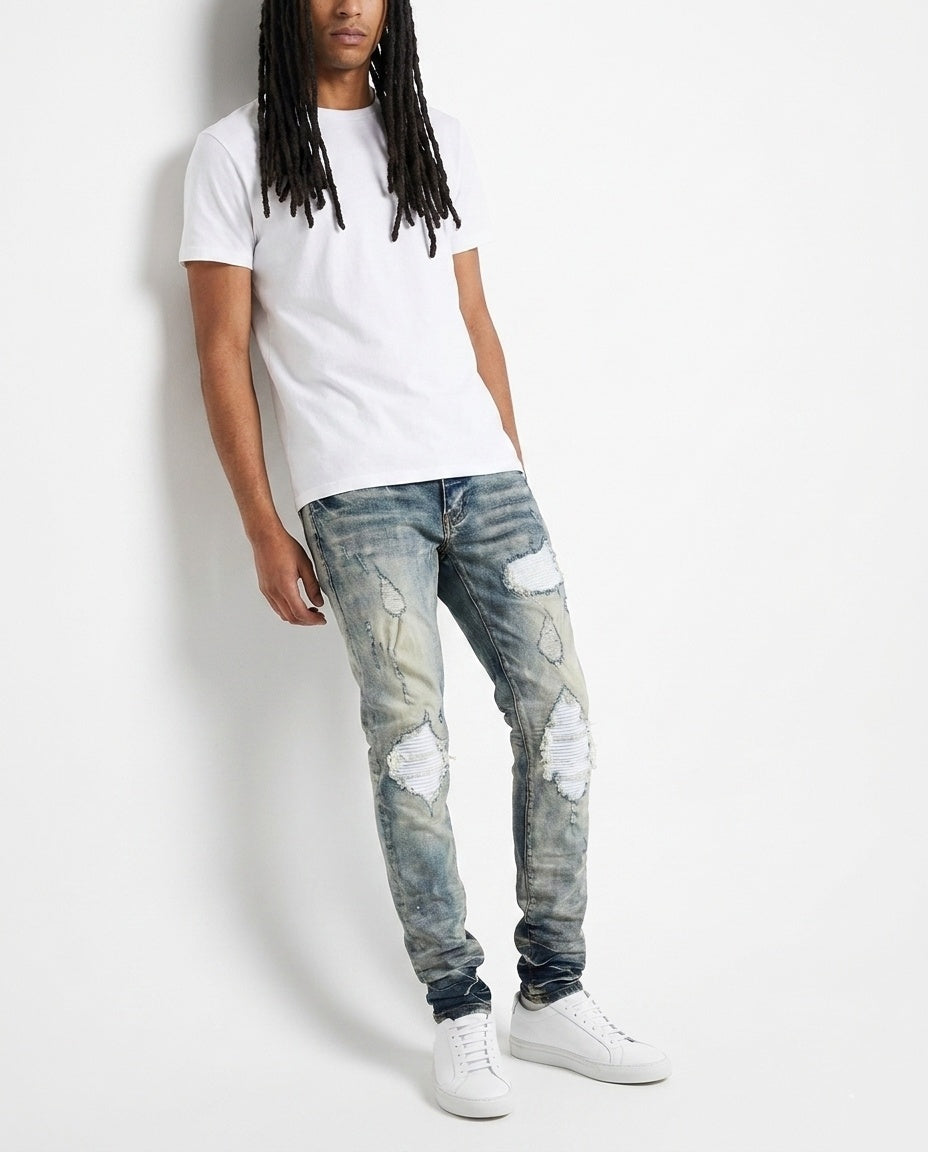 Blue Distressed Skinny Jeans