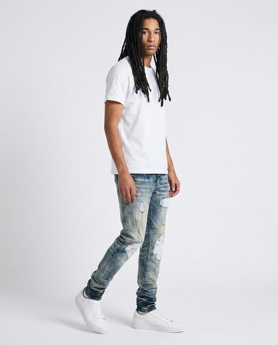 Blue Distressed Skinny Jeans