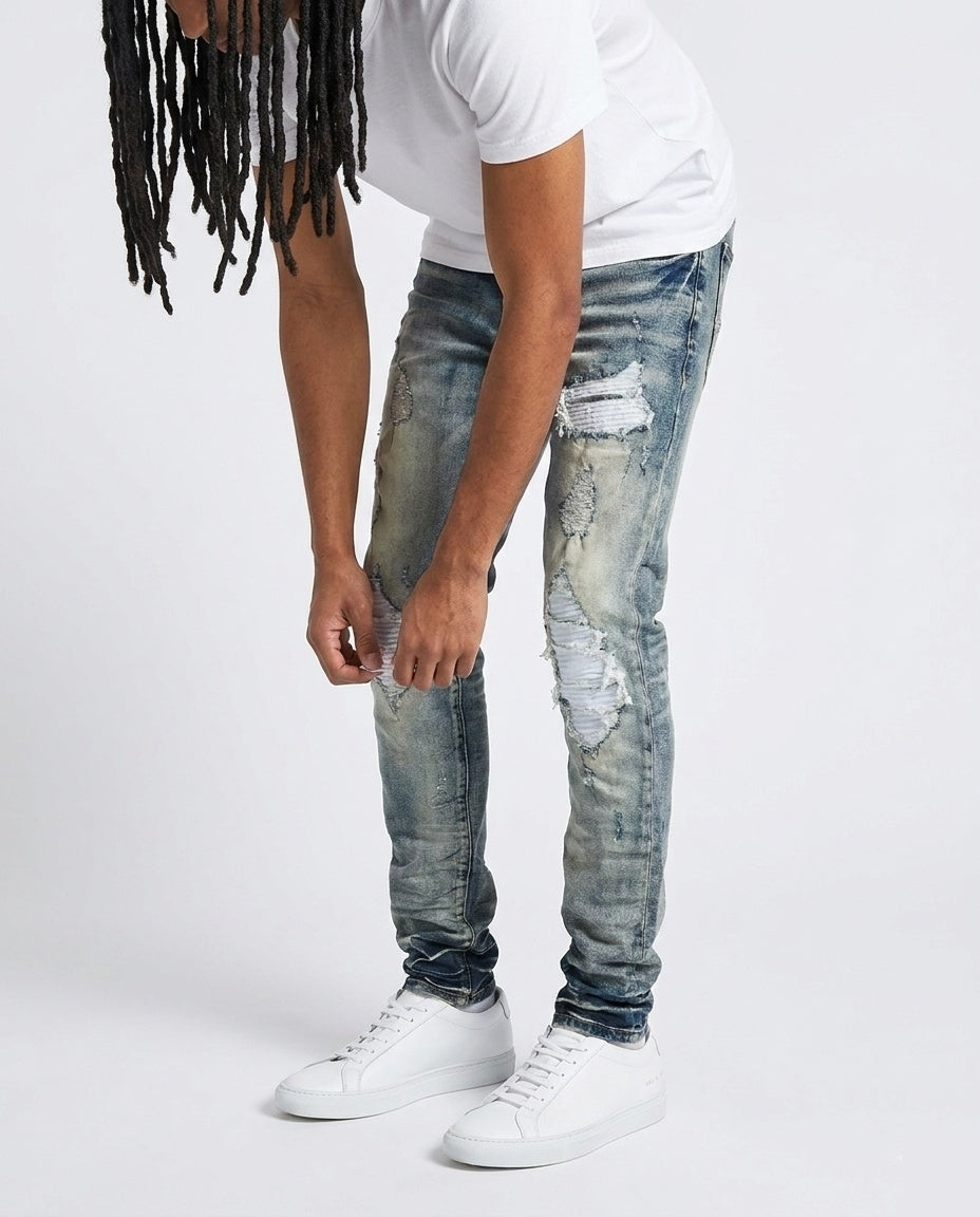 Blue Distressed Skinny Jeans